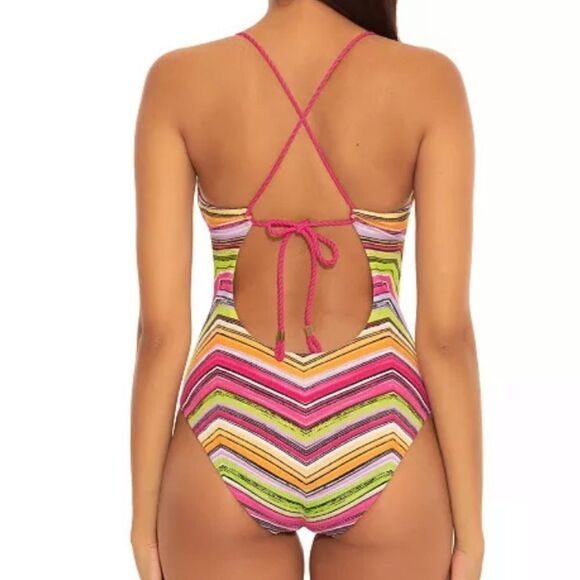 BECCA Farah Reversible Ribbed One-Piece Swimsuit! - Picture 2 of 9